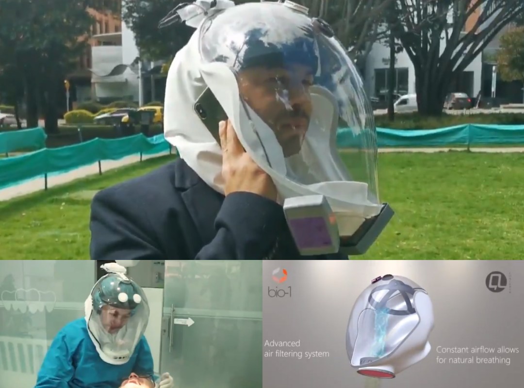 colombianos crean casco para prevenir el covid-19, especial para operaciones médicas