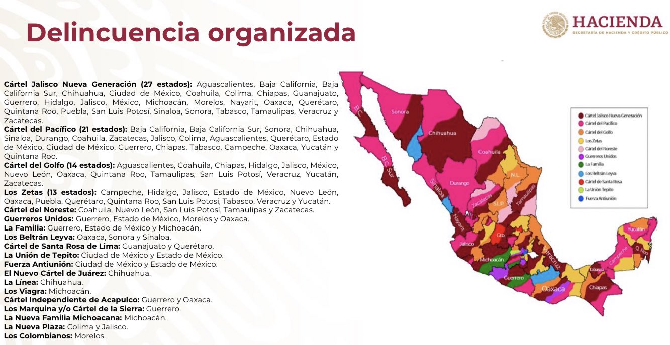 mapa de los cárteles del narco en méxico