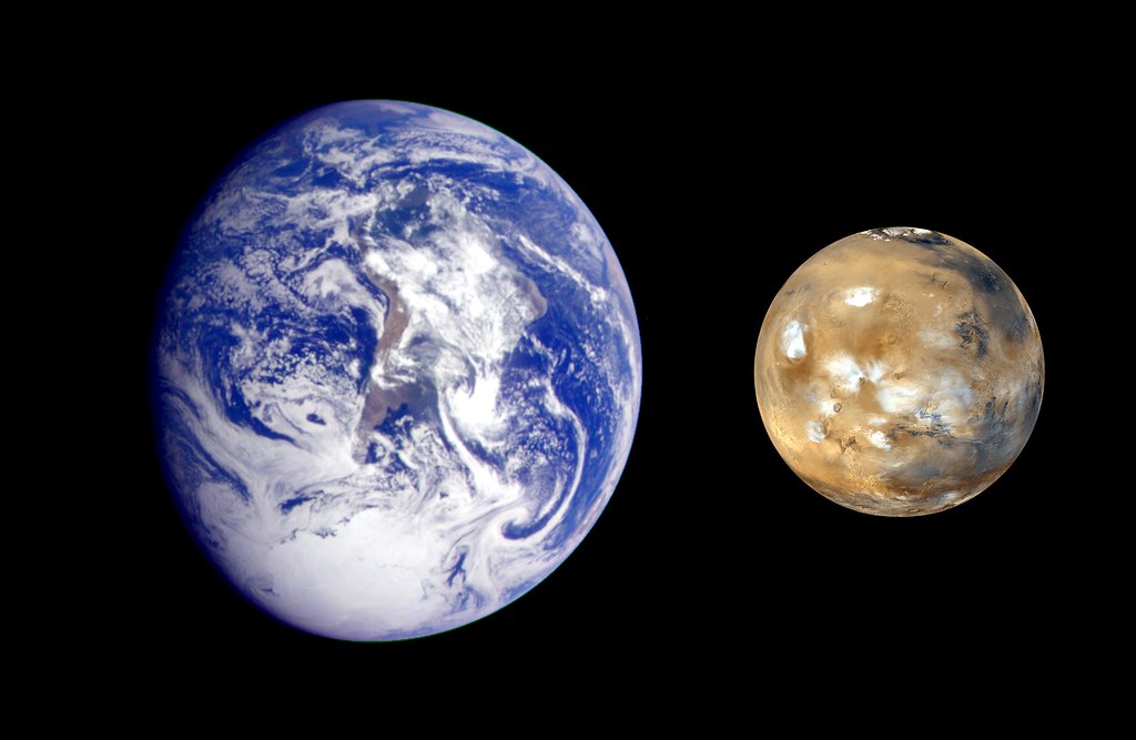 Planeta Marte y la Tierra