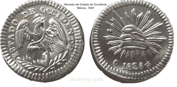 Moneda-del-Estado-de-Occidente-1828-Mexico