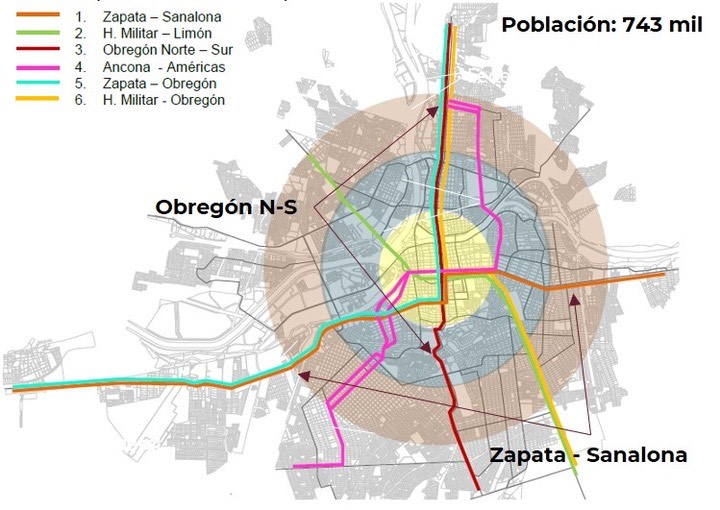  Las rutas del metrobús recorrerían las vías principales de la ciudad de Culiacán